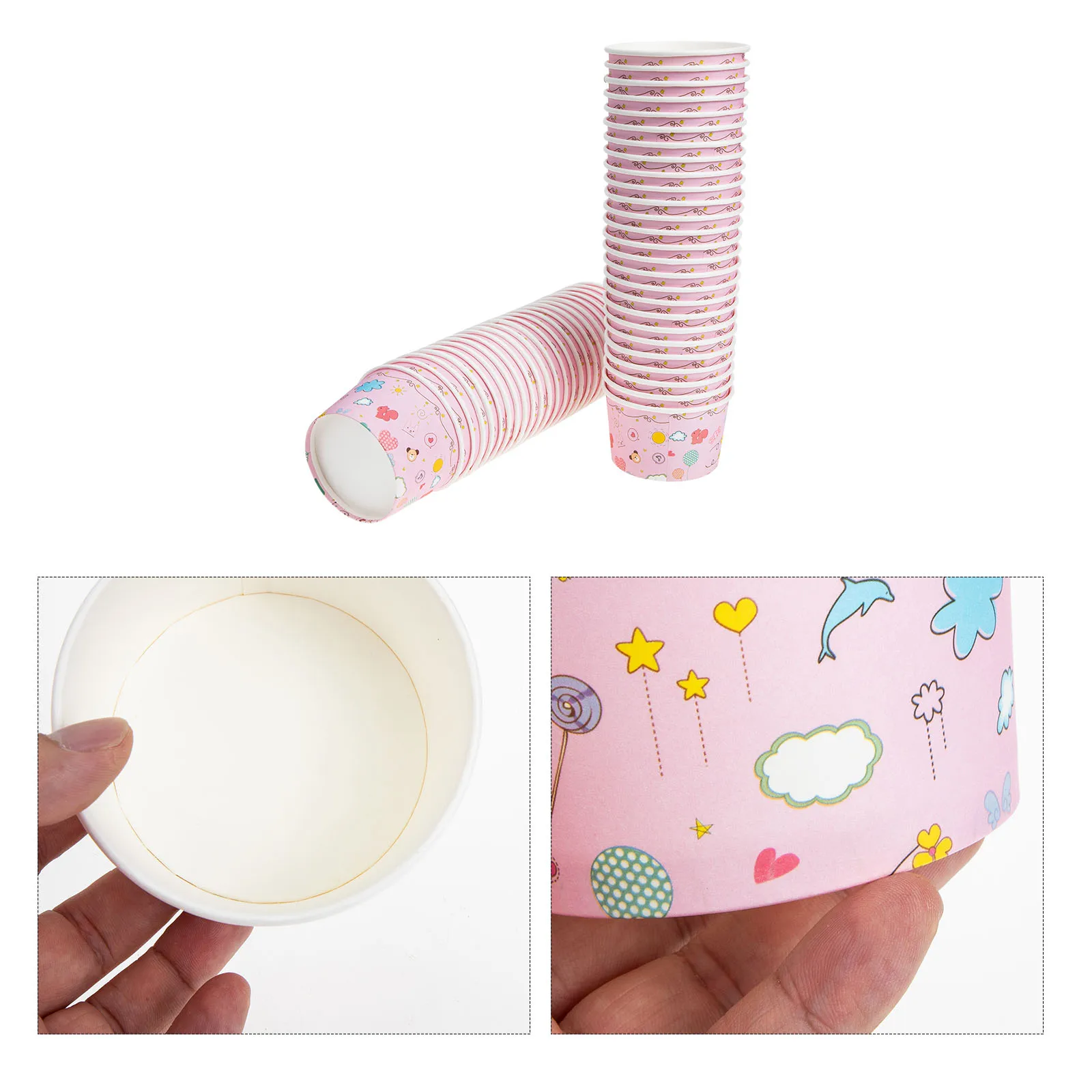

50pcs Disposable Ice Cream Paper Cups for Dessert Yogurt Bowls Multipurpose Kitchen Bar Supplies Home Party Use