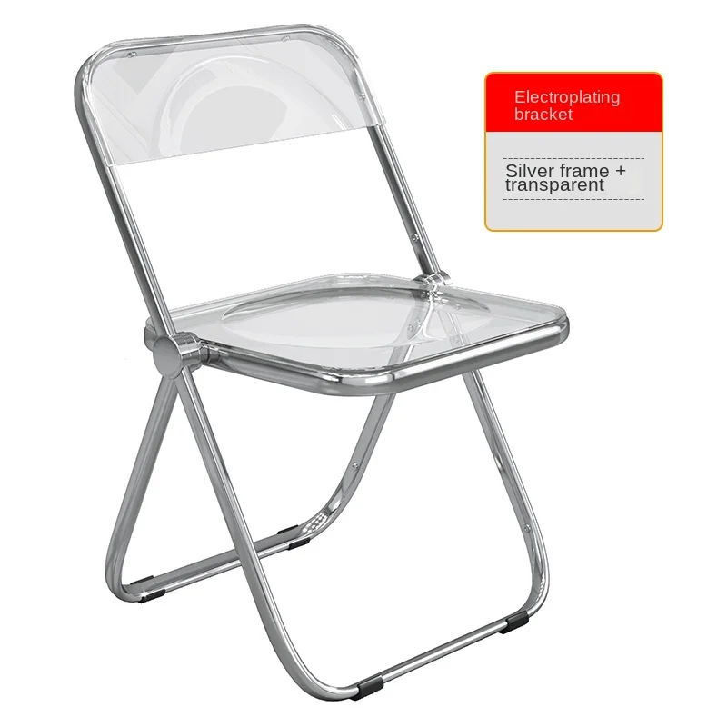 Acrylic Chair Transparent Dining Table and Chair Simple Folding Backrest Stool Makeup Bedroom and Household Dining Chair