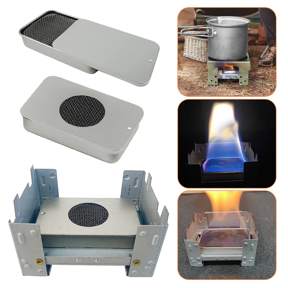 Estufa de Alcohol al aire libre, Mini estufa plegable de cera de combustible sólido, quemador de Alcohol portátil para acampar, estufa de Alcohol ligera para Picnic