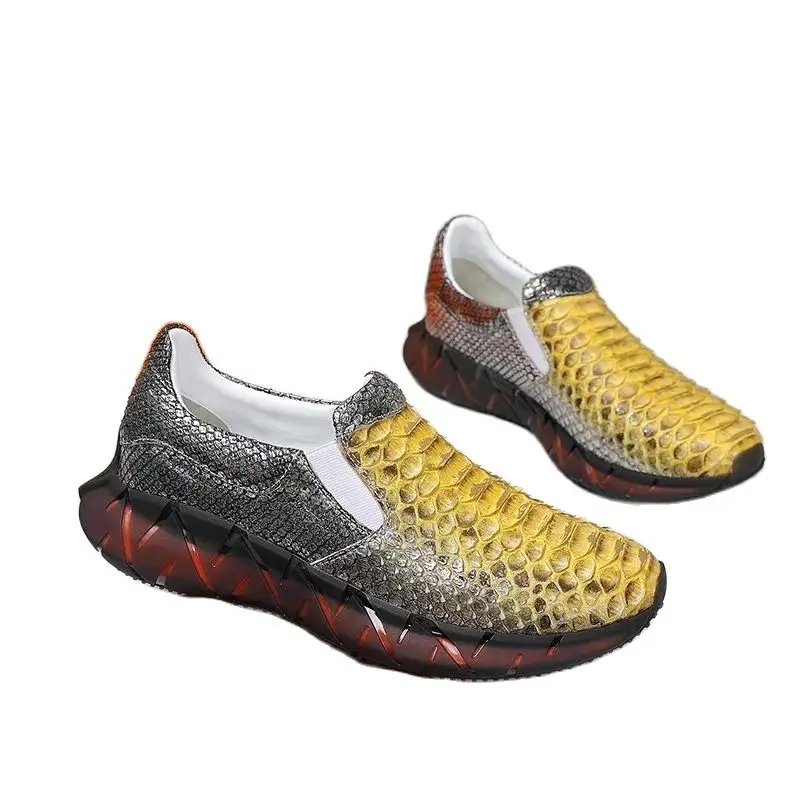 2026 new arrival Fashion snake Skin causal shoes men,male Genuine leather shoes PDD22