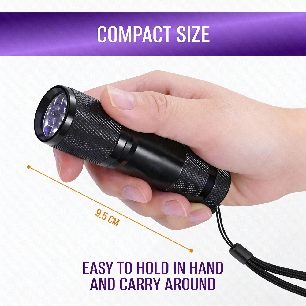 الضوء الأسود الأشعة فوق البنفسجية ضوء مصباح يدوي 395-400nm قوية الأشعة فوق البنفسجية مصباح يدوي Blacklight مصباح يدوي كاشف البول الحيوانات الأليفة