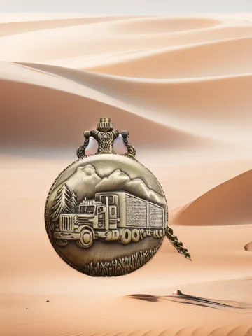 Antique Style Retro Pendant Necklace Chain Clock Bronze Truck Vintage Steampunk Quartz Pocket Watch For Men