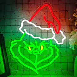 Christmas Neon Sign Cartoon Christmas Neon Light Sign for Wall Light Up Signs for Home Party Neon Wall Light Decor Xmas Gift