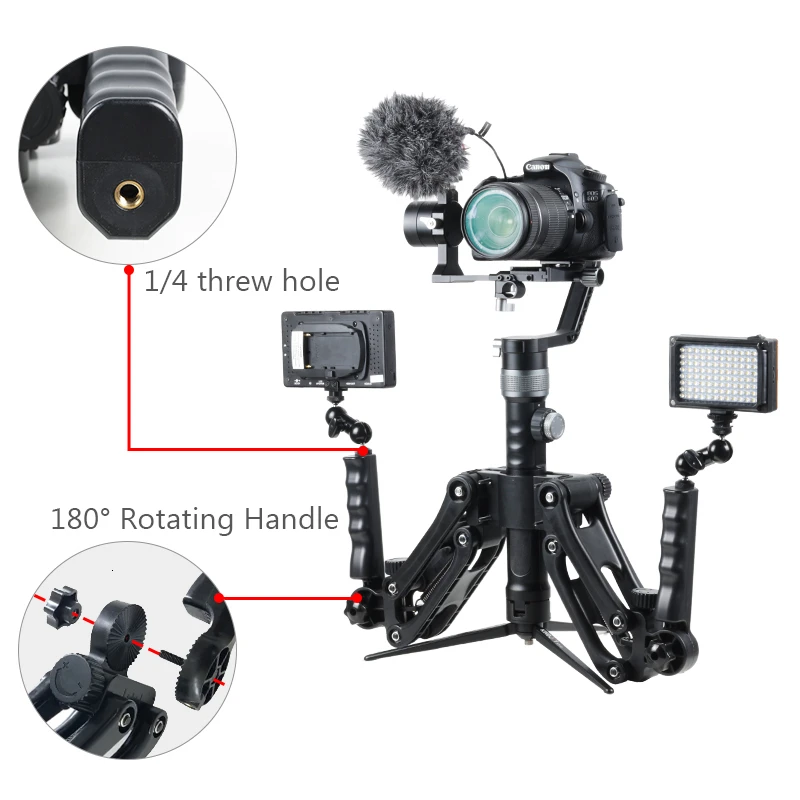 3 Axis Spring Dual Handle Gimbal Hold Arm for ZHIYUN Crane 2 DJI Ronin S MOZA AIRCROSS Smooth 4 OSMO mobile 2 AK2000 AK4000 BOB2