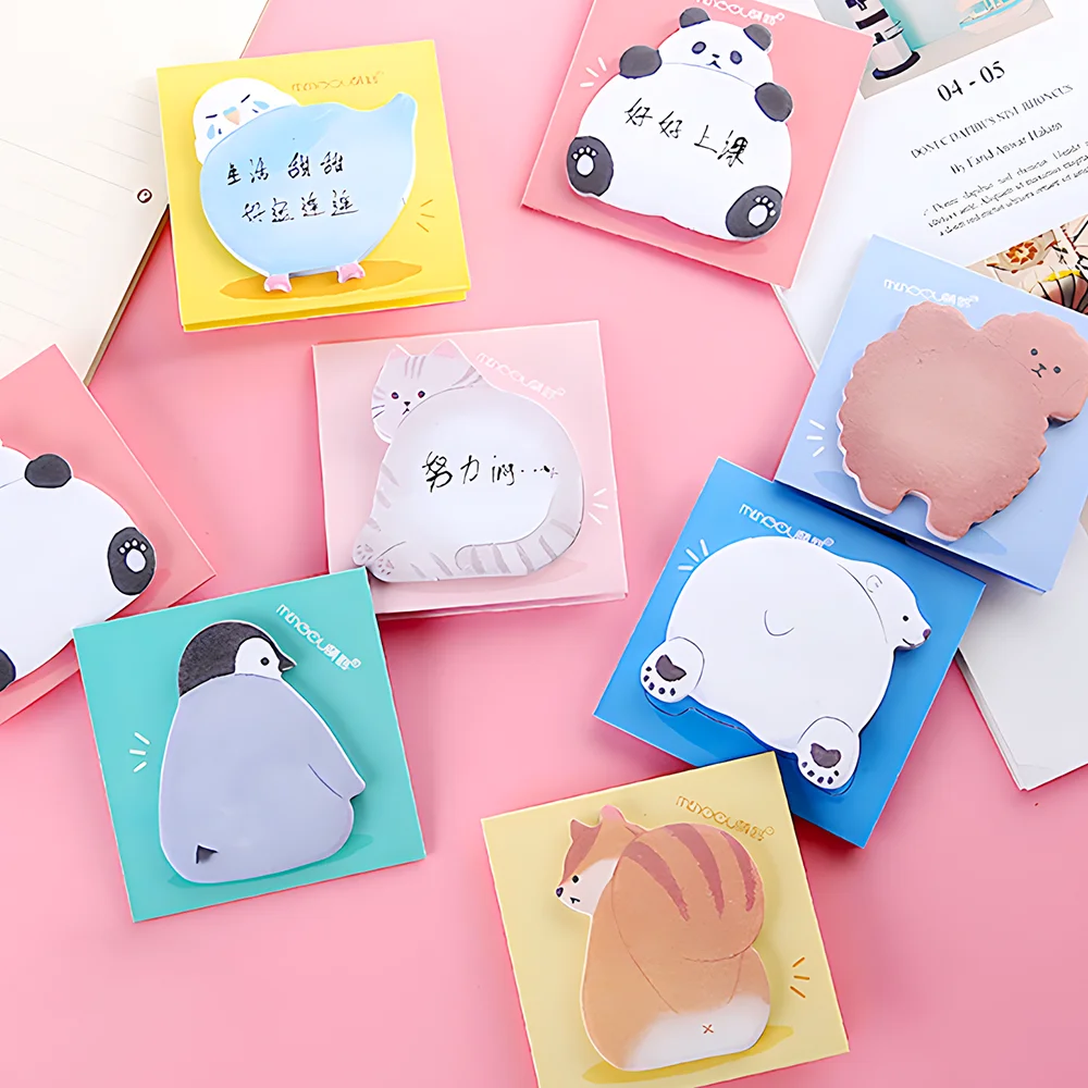 Cartoon Animal Sticky Notes Cute Kawaii Cat Dog Bear Panda Memo Pad Funny Post Notepad Kids Girls estetica Stationery Index Tab