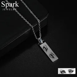 Spark Personalized Eye Picture Necklace Stainless Steel Pendant Trendy Choker for Birthday Gift Wedding Jewelry