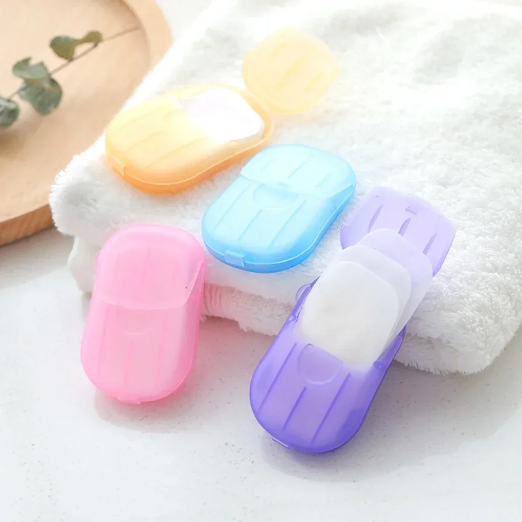 20PCS Travel Soap Paper Disposable Convenient Soap Paper Washing Hand Clean Scented Mini Slice Soaps Bathroom Accessories