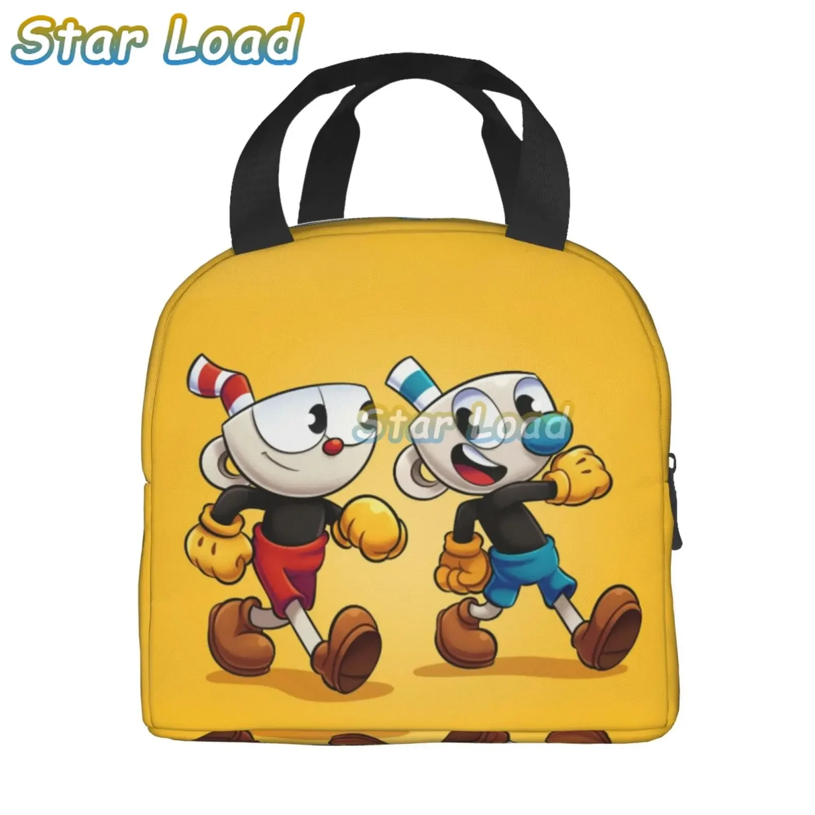 Hot Game Cartoon Cuphead Mugman  Lunch Box Cooler Thermal Food Insulated Lunch Bag for Women Children School Picnic Bags