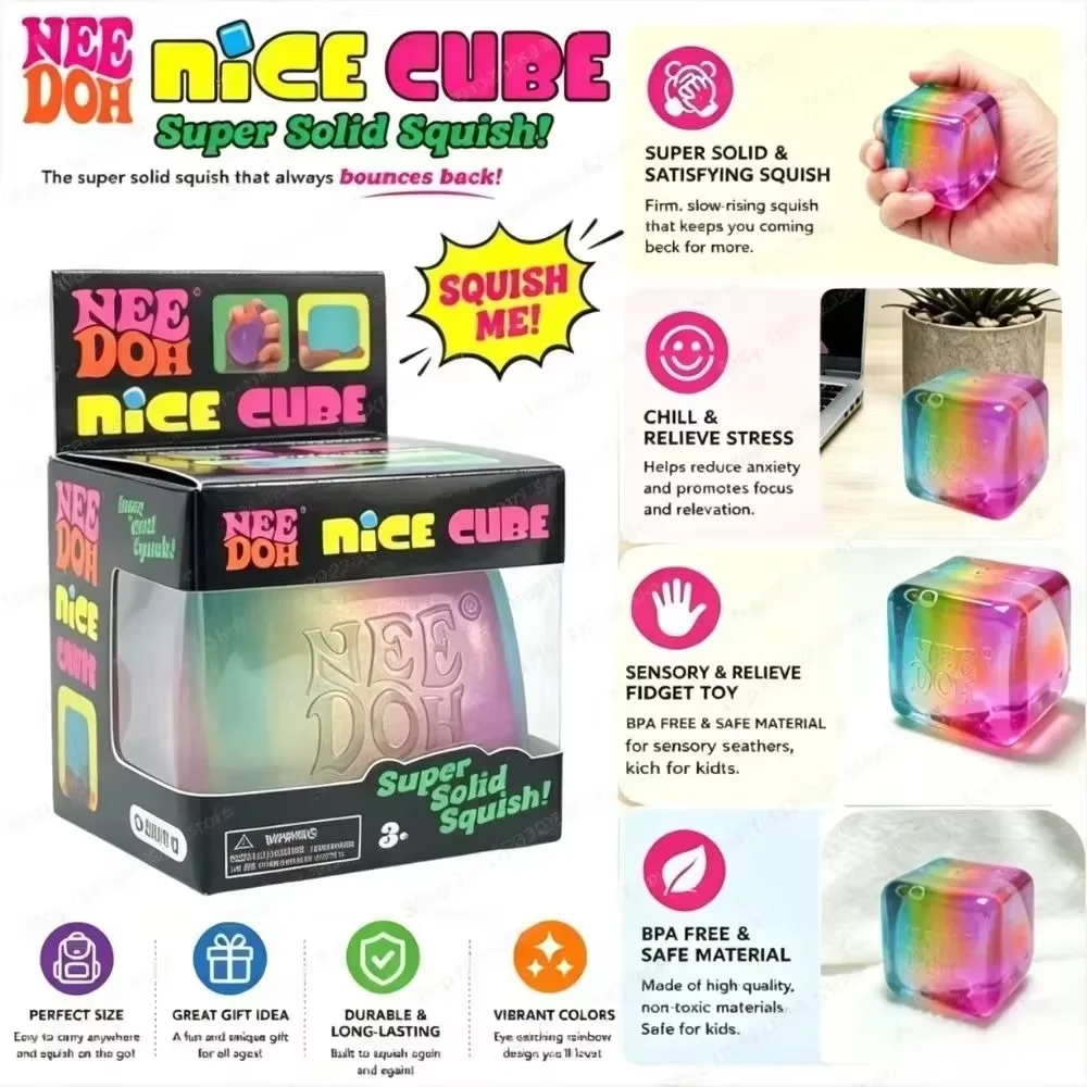 Trending Squishy Mystery Box Rainbow Nice Cube, Sensory Toys, Pressure Relief And Fingertip Release Toy,Souvenir For Firend