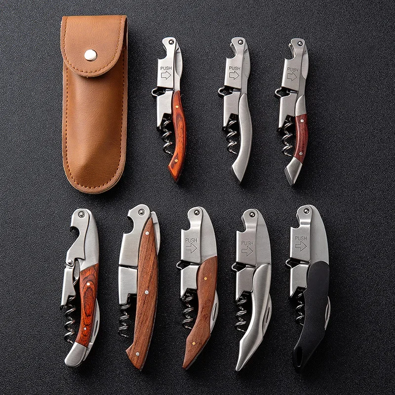 

Customized LOGO Multi Functional Red Wine Beer Driver Knife Laser Engrave Wooden Bottle Opener Personalized Wood Stainless Steel