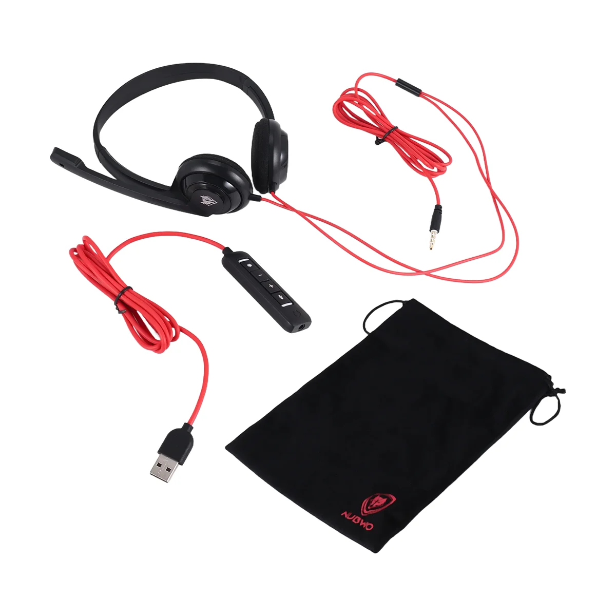 소음 차단 마이크가 있는 USB 헤드셋, 노트북 컴퓨터용, 온이어 유선 사무실 콜센터, 붐용 헤드셋