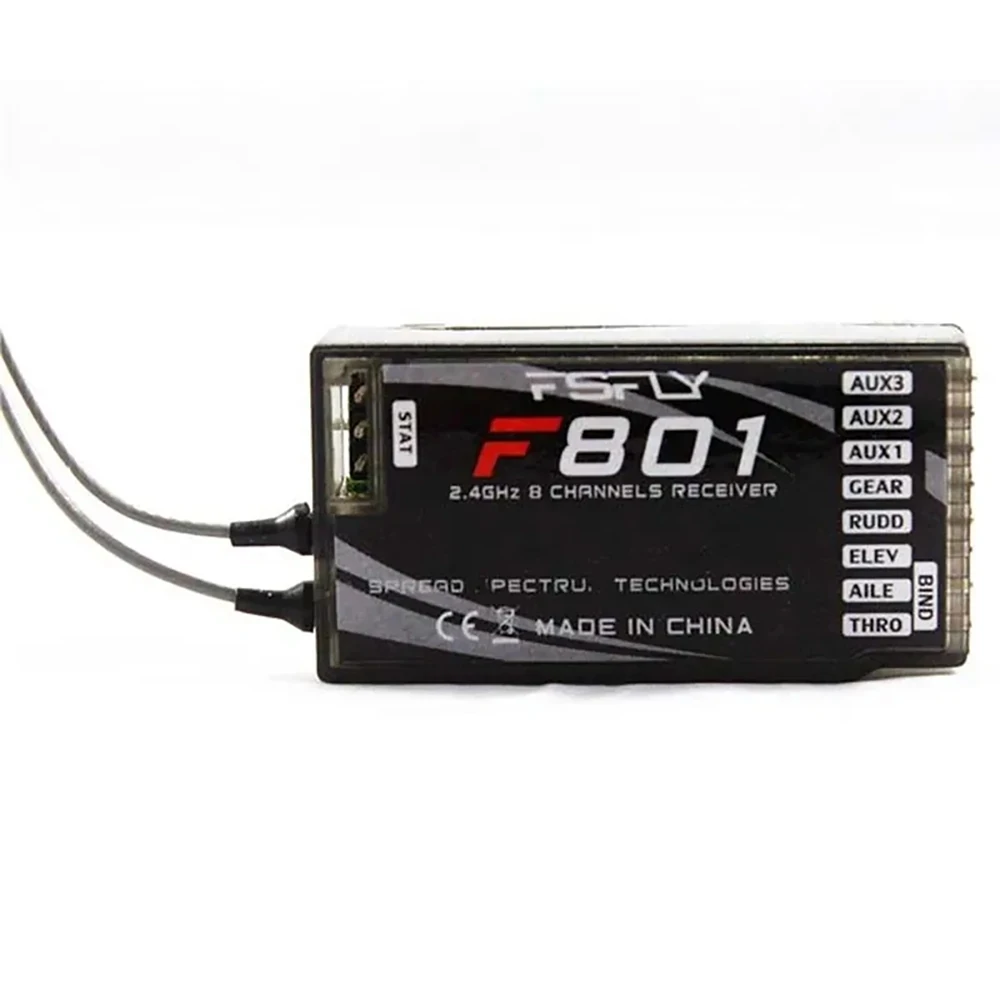 FSFLY F801 2.4GHz 8CH PPM DSM-X/DSM2 Receiver Support Spektrum DX6 DX7 DX8 DSM2 JR Transmitter for RC Helicopters Airplane