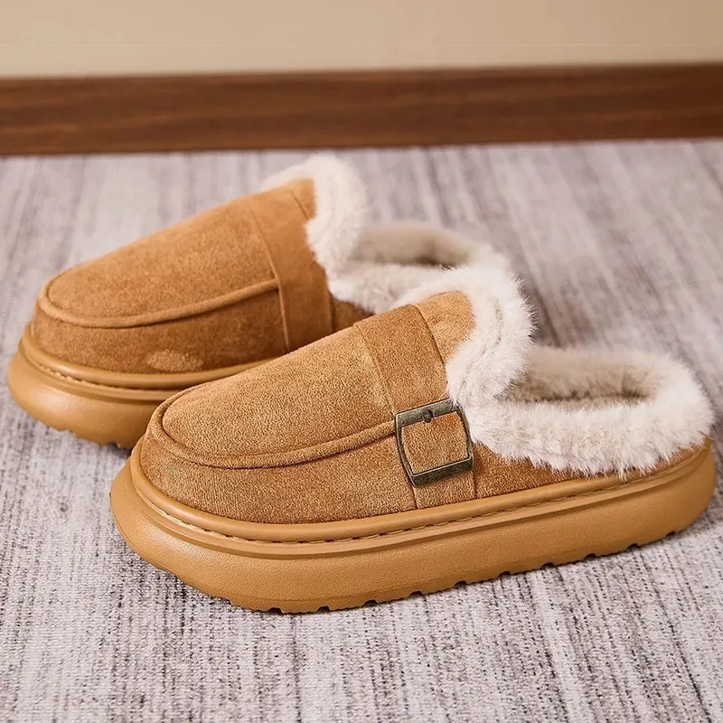 

Exquisite Lovers Slippers Fashion Baotou Plush Casual Shoes High Quality Thick Sole Cotton Slipper Comfort Keep Warm Winter Shoe