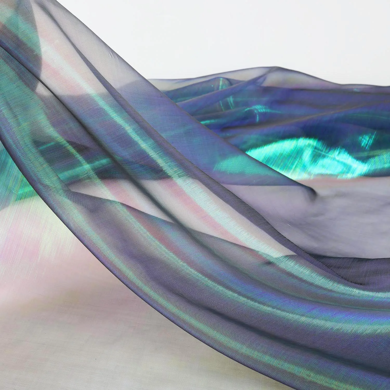 Bright Shiny Iridescent color voile organza fabric for dress making 150cm wide, sold the length by the yard (91cm)