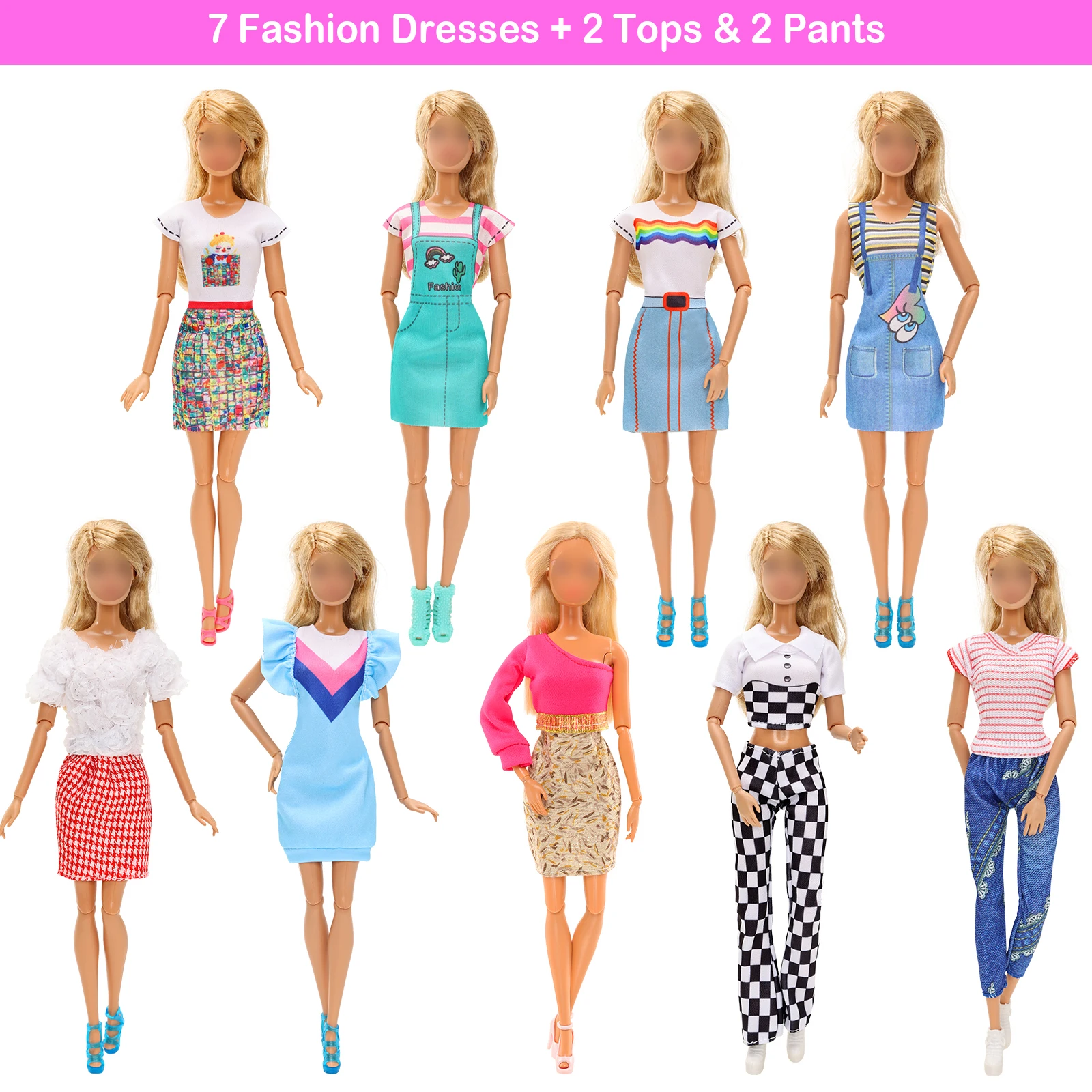 Barwa 27 Pcs Doll Clothes and Accessories 4 Casual Dresses 5 Mini Shoes 13 Accessories 5 Bags for 11.5 Inch Girl Dolls