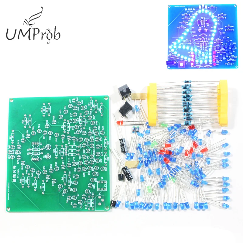 DIY Electronic Kit laboratory Swing Bells Wobbly Windbell Fun Electronic DIY Kit Wring 102 LEDs Wind Bell 5V 9V