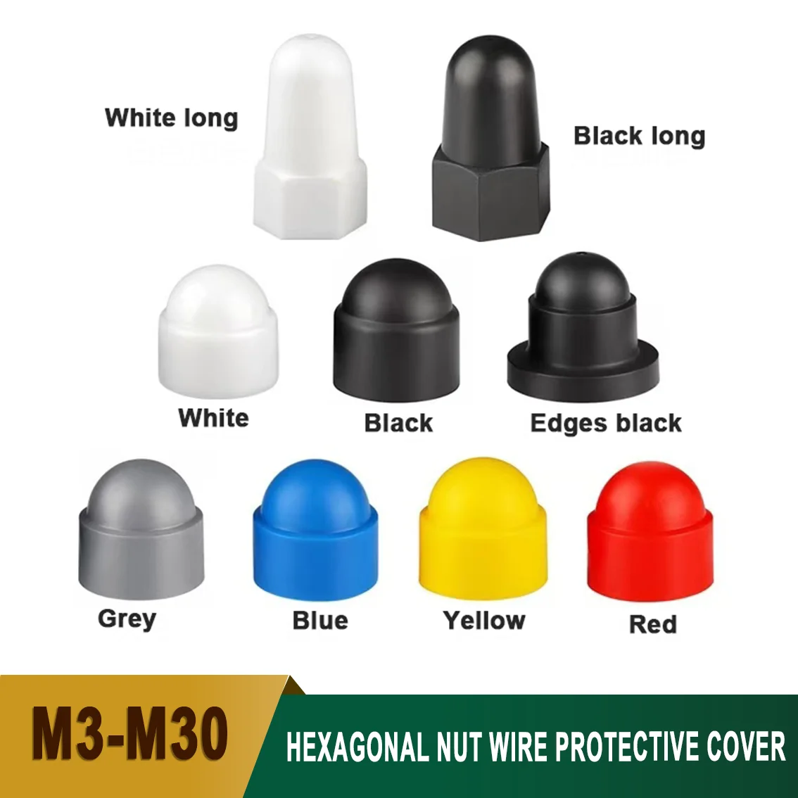 M3 M4 M5 M6 M8 M10 M12 M14 M16 M18 M20 M22 M24 M27 M30Hexagonal Nut Bolt Protective Cap Plastic Decorative Protective Cover
