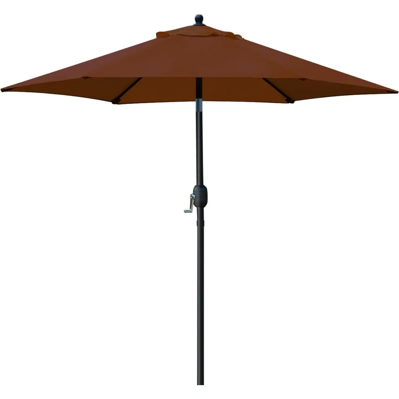 Parapluie de marché de table extérieur avec bouton poussoir, inclinaison, manivelle, 6 nervures, 7.5'