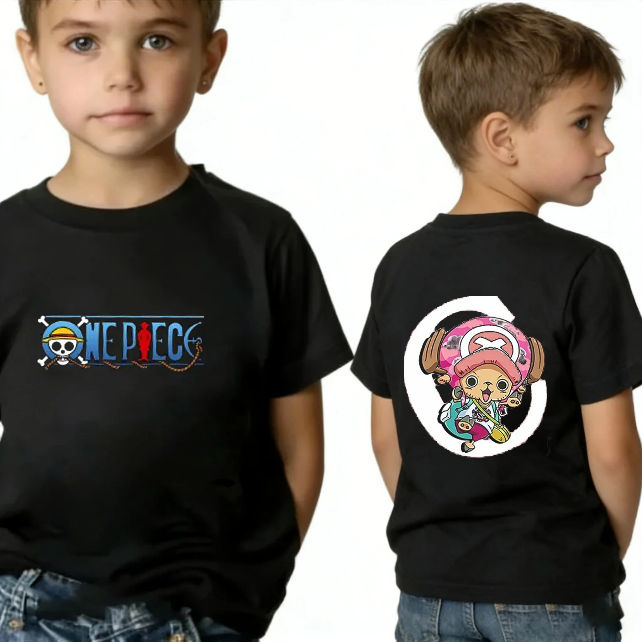 Uma peça menino menina manga curta topos verão crianças t camisa anime luffy zoro nami chopper roupas bonitos dos desenhos animados camisetas presentes de aniversário