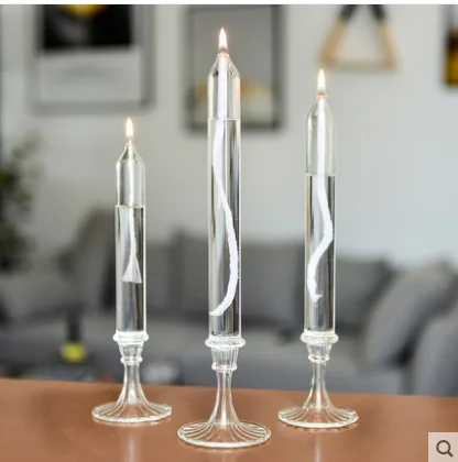 

3pcs/set decoration simple candlelight dinner table Candlestick no smoke oil lamp household European creative glass candlestick