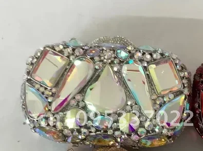 Women newest Glass Mini Crystal Clutch Evening Bags Stones Wedding Rhinestone Minaudiere Party Clutch Purses Red Green Handbag