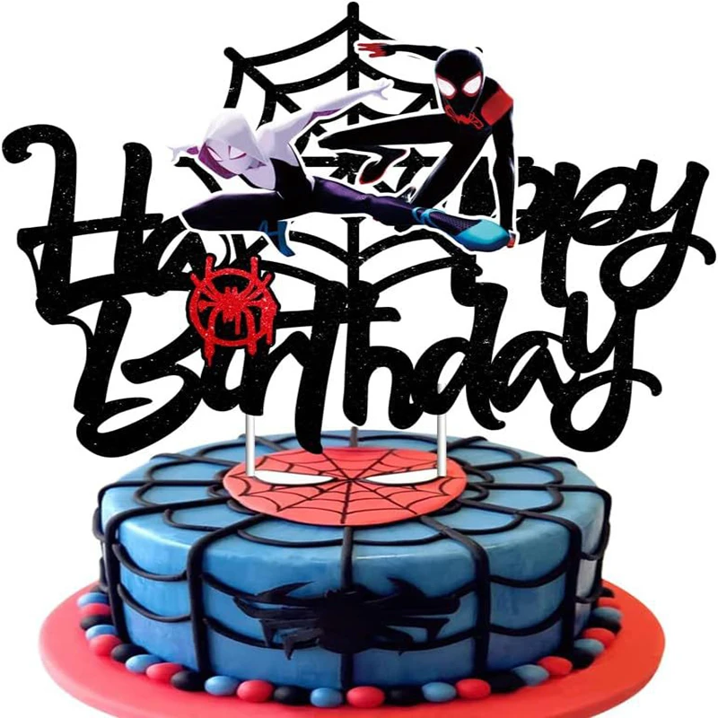 SuperHero Spidermen Theme Boy Birthday Cake Decoration Paper Happy Birthday Cake Toppers For Kids Boys Party Cake Decor Supplies - Image 3