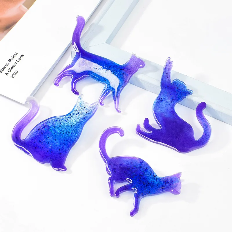 DIY Cat Clothing Bags Pendant Earrings Jewelry Crystal Epoxy Resin Mold Kitten Brooch Silicone Mold