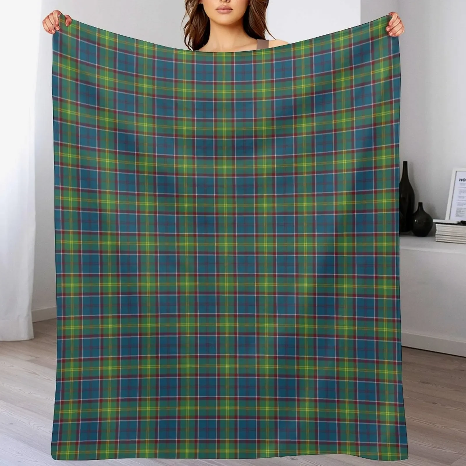 Ayrshire Scotland District Tartan Blue and Green Plaid Throw Blanket Giant Sofa Camping Decorative Sofa For Baby Blankets