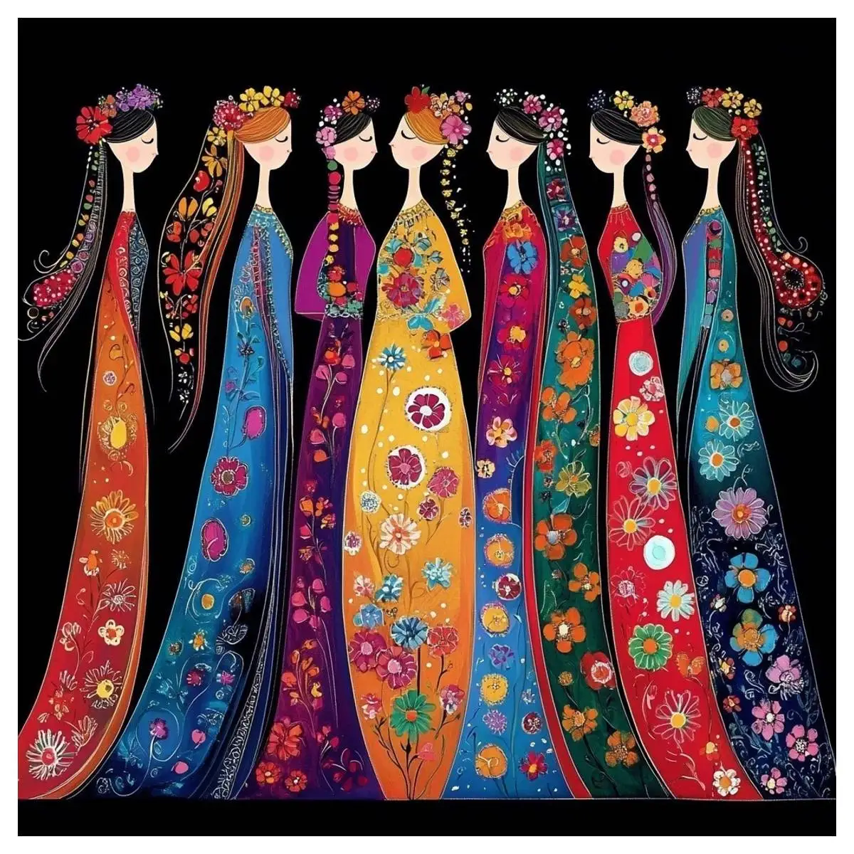 

1 шт., 40X40 см/15,74 дюйма, группа женщин, одетых в своих лучших штампованных наборов для вышивки крестом, набор «сделай сам», 11CT/14CT, подвесная картина