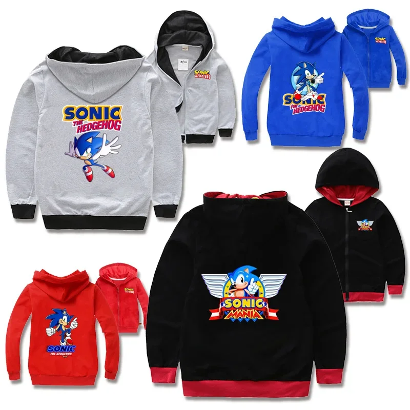 

Sonic Children's Clothing Cartoon New Zipper Jacket Multi-color European and American Fashion Hoodie Fashion Casual Sweatshirt