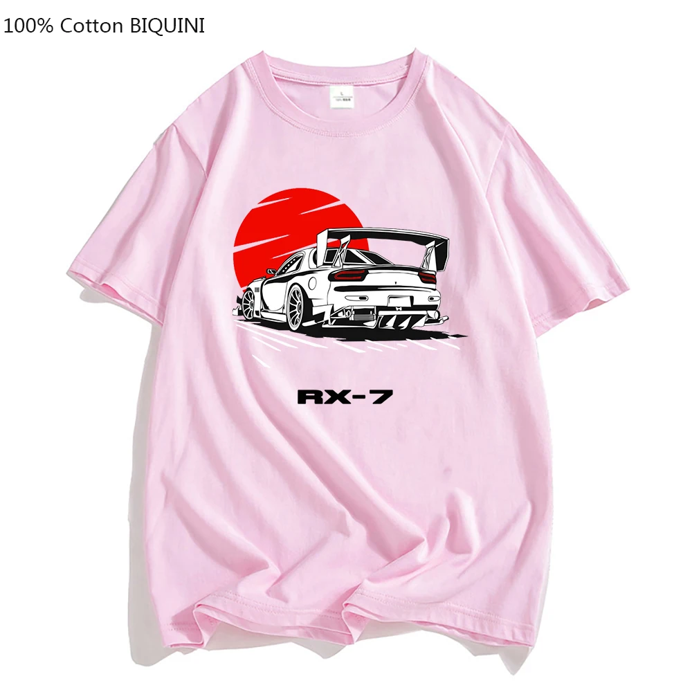 Initial DDrift Racing Rx-7 T Shirt 100% Pure Cotton Takumi Fujiwara Rx 7 Jdm Tshirt Mens Summer Streetwear Japanese Fashion Tops