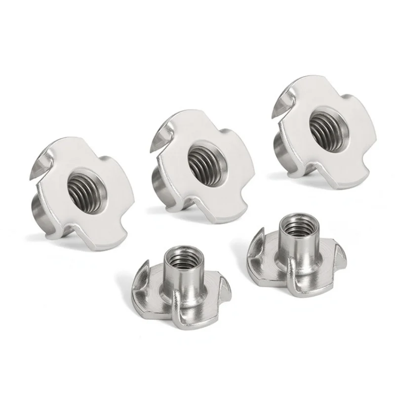 Weiyi 304 Edelstahl M4 M5 M6 M8 M10 1/4-20 5/16-18 3/8-16 Vierklauen-Einpressmutter für Holz, T-Mutter für Lautsprecher – Detail 5