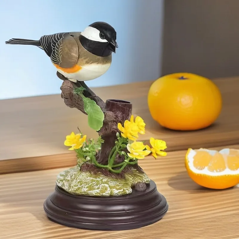 Simulated Voice-activated Bird and Parrot Statue Model Ornaments, Bedside Study Healing Decoration Sound-producing Bird Gift