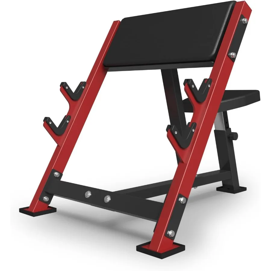 Banco de rizos Preacher, brazo sentado, barra aislada, estación de bíceps con 2 soportes de barra para entrenamiento de gimnasio en casa, resistencia avanzada