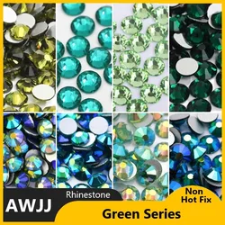 Green Series SS3-30 Non Hot Fix Rhinestones flat back crystal strass glitter stone for DIY manicure 3D nail art fabric garment