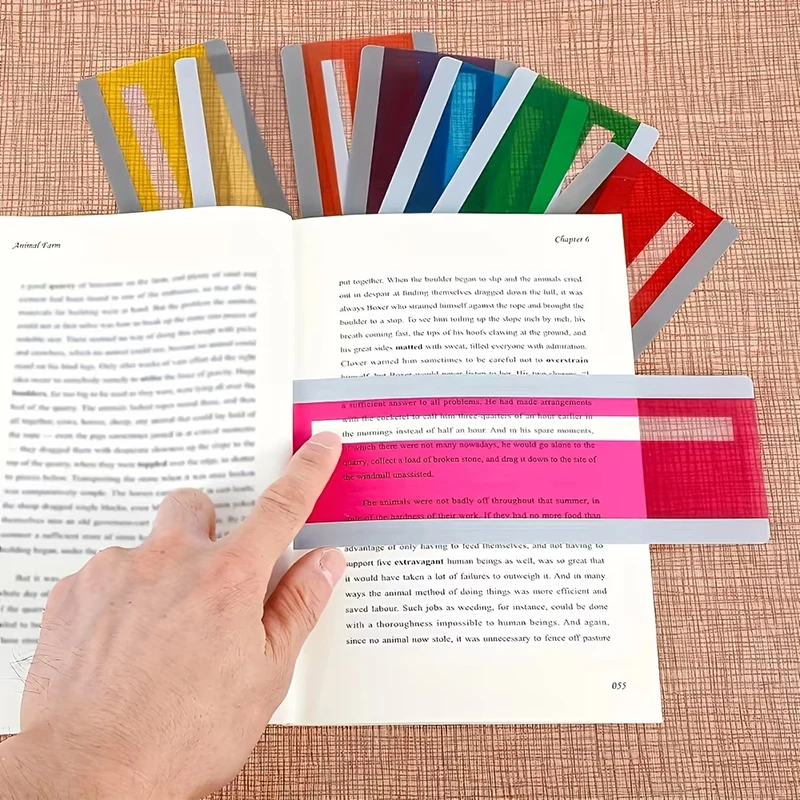 Reading Tracking Rulers For Dyslexics Bookmarks 8Pcs Large Size Guided Reading Strips Highlight Overlays Multicolor