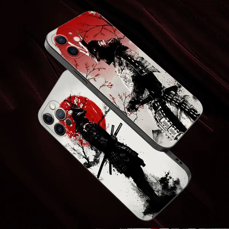 Phone Case For Apple iPhone 15 14 13 12 11 Pro Max 13 12 Mini XS Max XR X 7 8 Plus Samurai Japan Dragon Mask Swallows Warrior