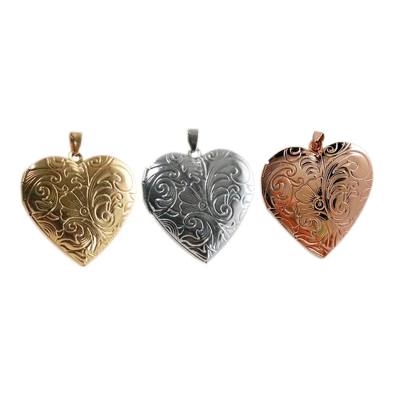 Everfast 10pc DIY 29mmHeart Wave Photo Frame Stainless Steel Pendant Charms Locket Jewelry Men Women Making Family Memories Gift