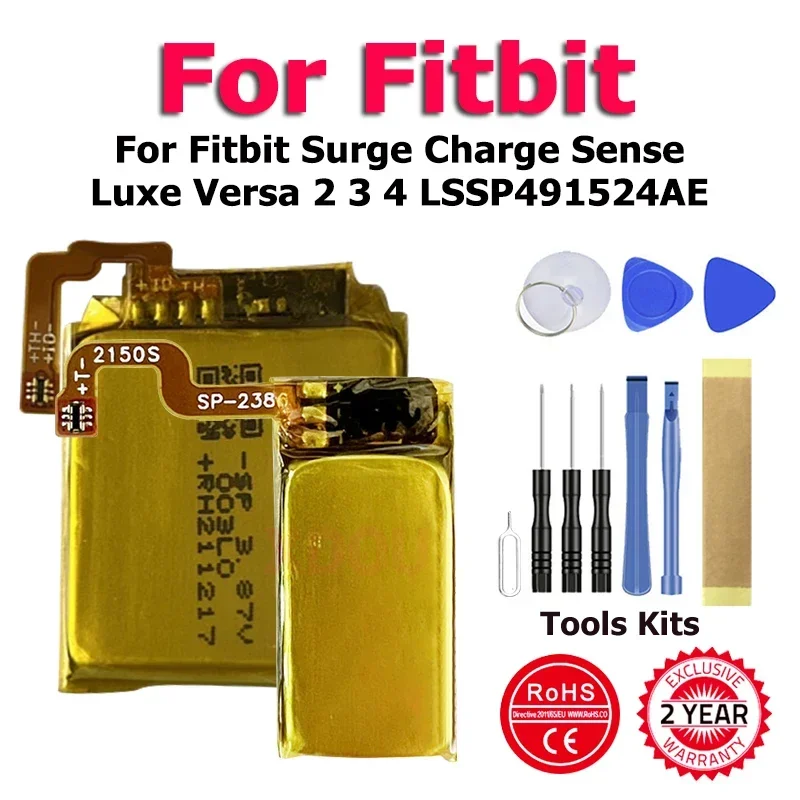 FitbitLuxe Versa4 Sense2 Charge4 LSSP411415 LSSP491524AE Battery For Fitbit Surge Charge Sense Luxe Versa 2 3 4 LSSP491524AE