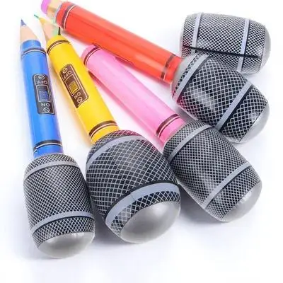 5Pcs PVC Inflatable Microphone Blow Up Party Favor Kids Karaoke Prop Decoration Gift Blow Up Mic Inflatable Microphone