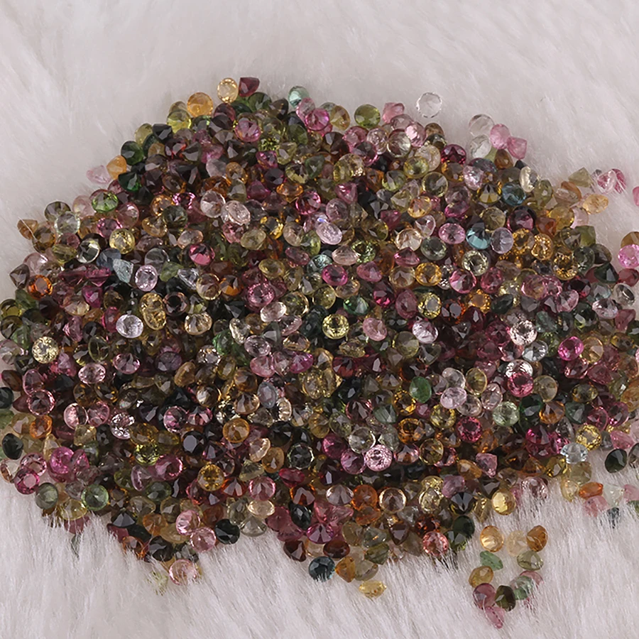 Mix Color Natural Gemstone Tourmaline Natural Round Cut Diamond