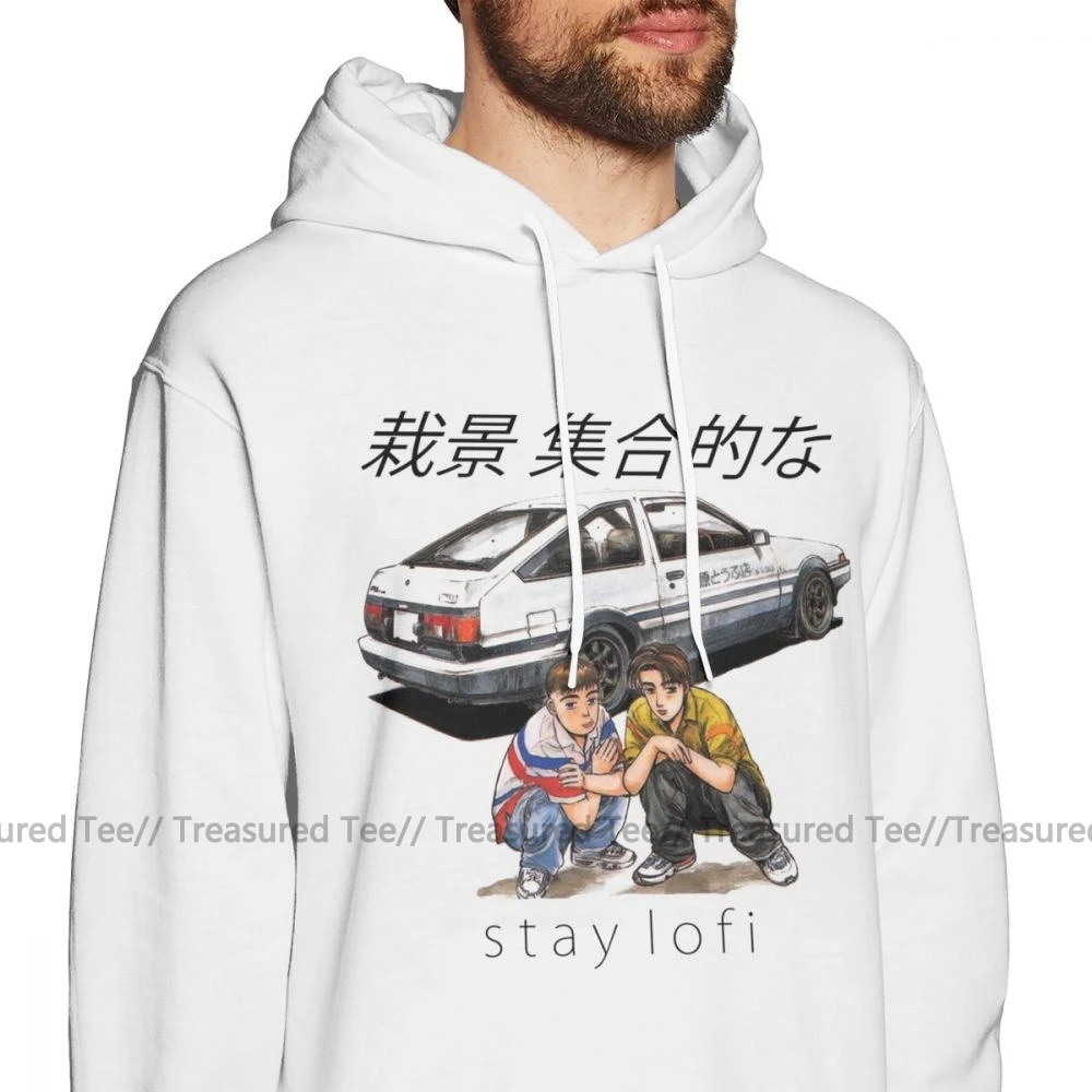 Initial D Hoodie Initial LoFi Hoodies Black XXL Pullover Hoodie Mens Cotton Cool Autumn Long Outdoor Hoodies