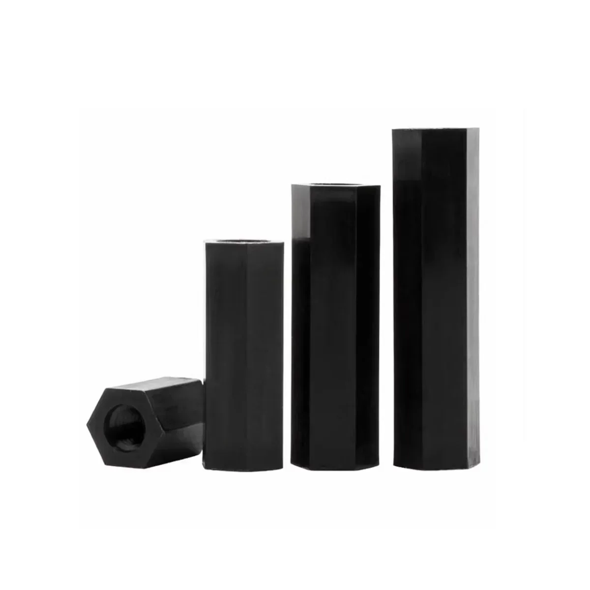 Black Double Headed Through-Hole Hexagonal Nylon Column Flat Head Plastic PC Board Isolation Nut Column M2M2.5M3M4