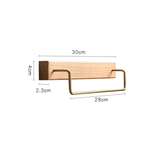 

Punch-free Towel Rack Brass Wood Bathroom Shelves Wall-mounted Shelf Storage Holder Accessories