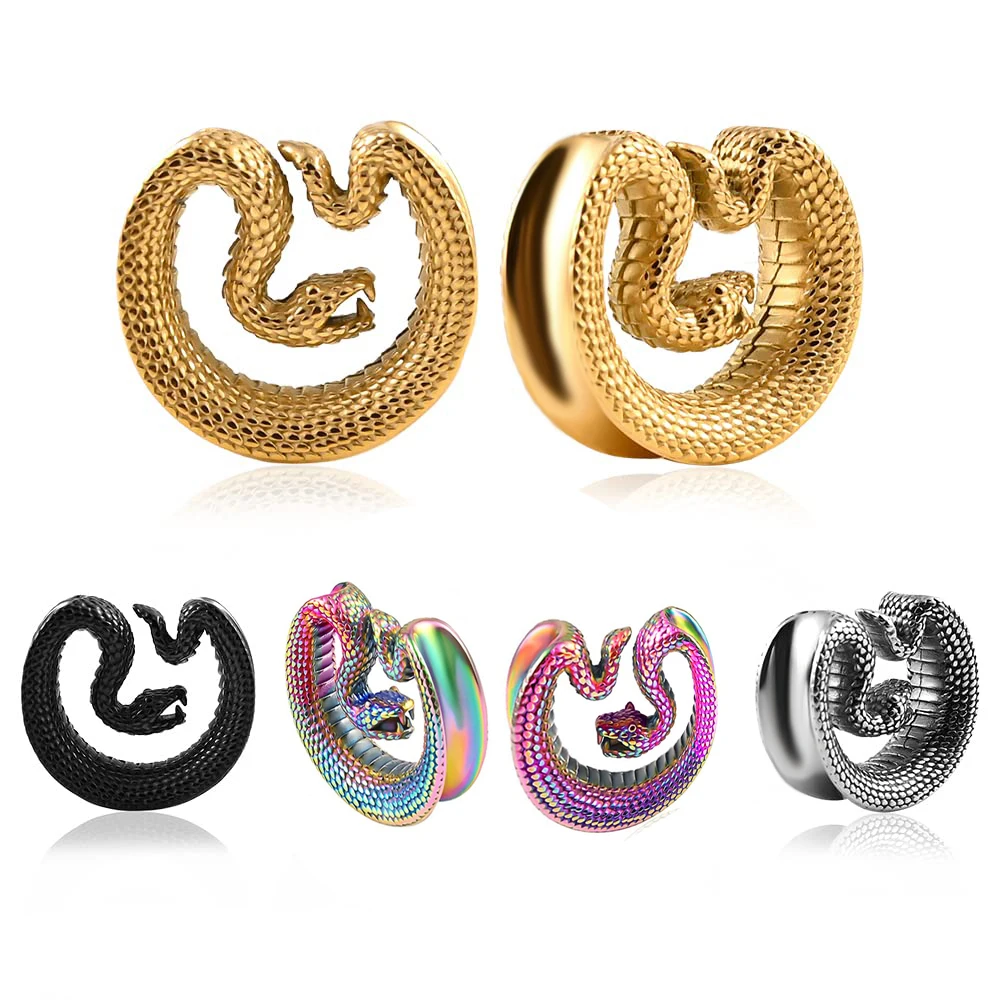 Snake Ear Gauges Plug for Women Ear Plugs and Tunnels for Men Size 0G 00 Gauge 8mm 10mm Ear Saddle Stretched Ears  Gauge Earring