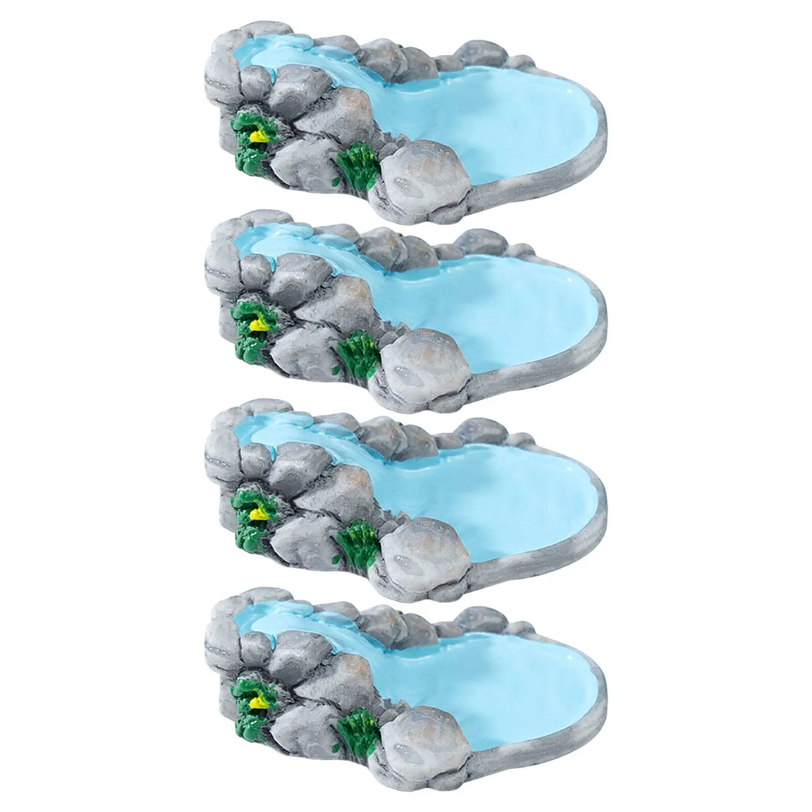 4Pcs Mini Landscape Ornament Vintage Resin Stream Set Stress Relief Office Garden Sand Tray Diorama Lawn Accessories view 4