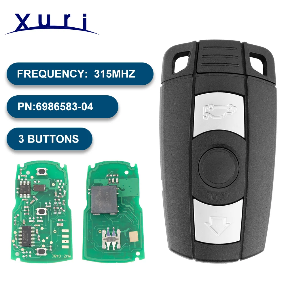 

Автомобильный ключ Xuri Smart Keyless-Go 315/86 8 МГц ID46 PCF7953 для BMW 3 5 серии CAS3 X5 X6 Z4 Hands Free Control KR55WK49147