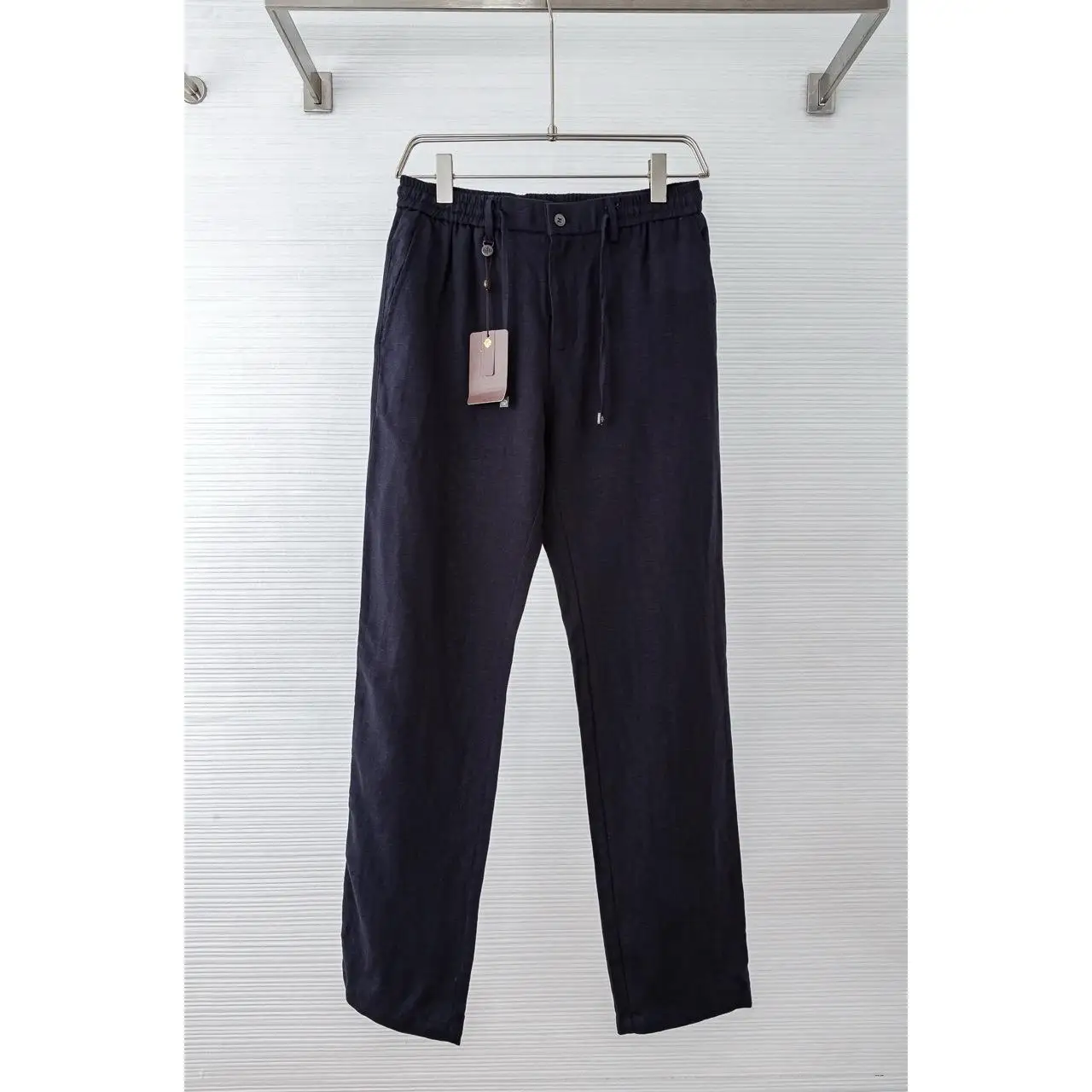 

High-End Linen Men's Casual Pants Skin-Friendly Not Stiy Sweat-Free Keep Clean Busin Straight Leg Knitted Neutral