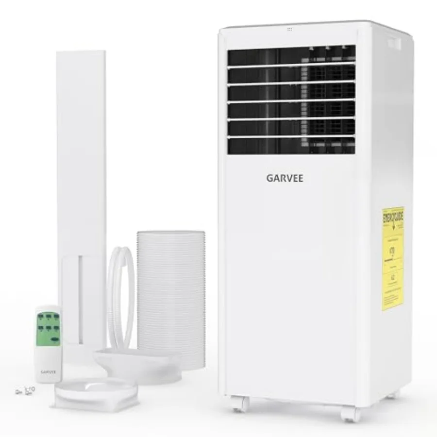 

Portable air conditioner for home use, white ABS plastic, white color, 8000 BTUs cooling capacity with dehumidifier, fan, sleep
