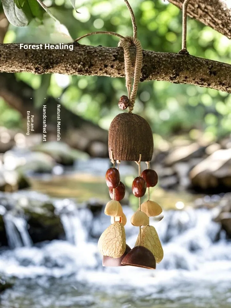 Mensho Natural Fruit  Wind Chimes Hand Shake Bell Car Bag Hanging Ornament Creative Home Decor Unique Style Gift